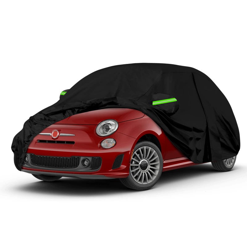 SPORTULI Waterproof Car Covers Replace for 2007-2024 Fiat 500/500C, 6 Layers All Weather Custom-fit Car Cover with Zipper Door & Windproof Bands for Snow Rain Dust Hail Protection - Image 1