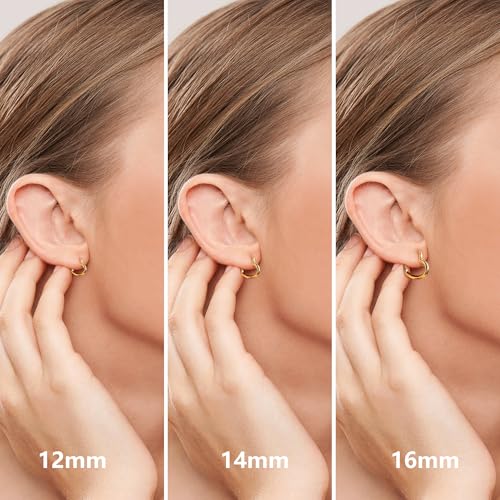 ALEXCRAFT 14K Gold Plated Heart Hoop Earrings for Women Trendy 3 Pairs Small Gold Huggie Earring Set ALEXCRAFT Minimalist Hypoallergenic Hearts Shaped Thick Big Chunky Hoops Earing Jewelry - Image 4