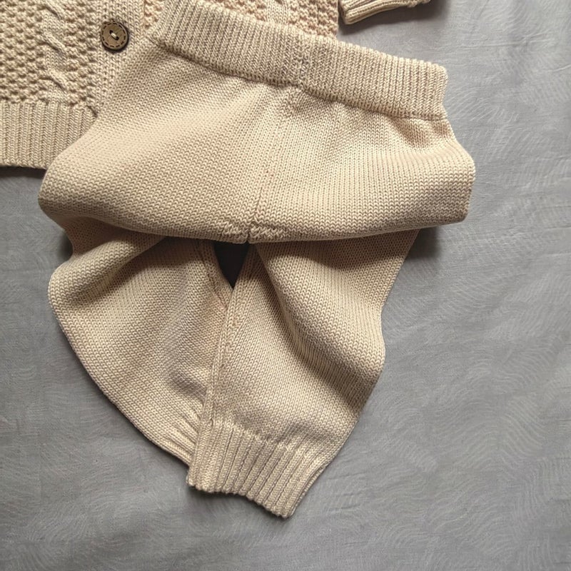 Korean Style Ins Knitted Sweater Embroidered Cardigan Suit Round Neck Solid Color All-Match Men'S And Women'S Baby Spring, Trendy Shirt - Image 1