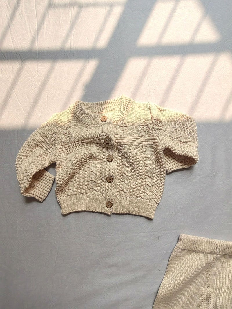 Korean Style Ins Knitted Sweater Embroidered Cardigan Suit Round Neck Solid Color All-Match Men'S And Women'S Baby Spring, Trendy Shirt - Image 4