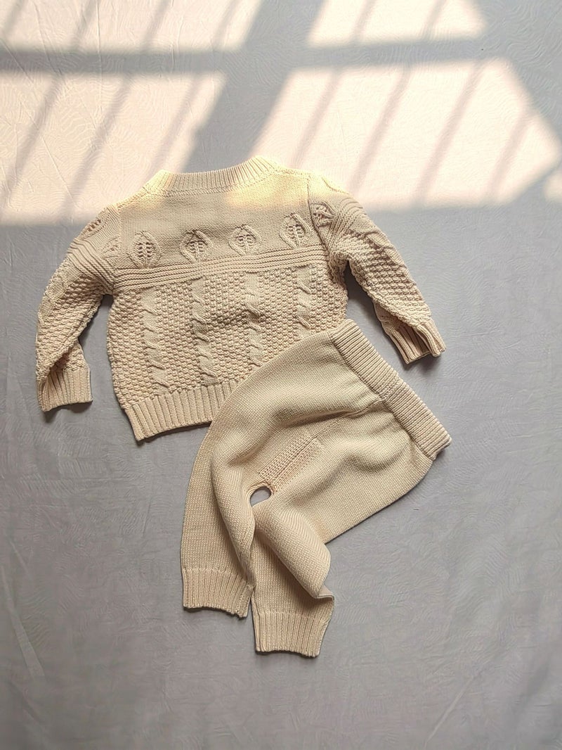 Korean Style Ins Knitted Sweater Embroidered Cardigan Suit Round Neck Solid Color All-Match Men'S And Women'S Baby Spring, Trendy Shirt - Image 3