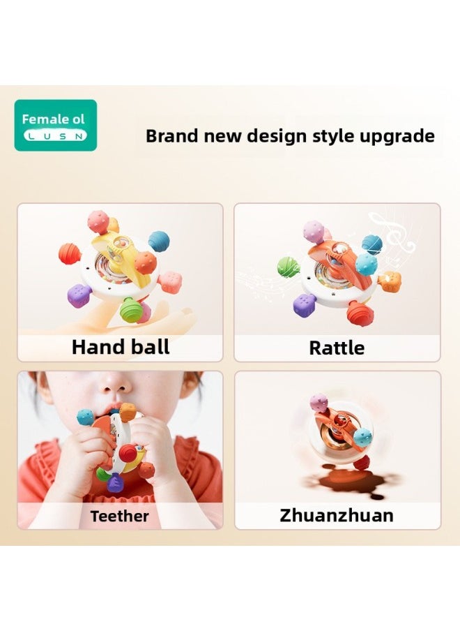 Manhattan Hand-held Ball Baby Toy Silicone Bite Gum Baby 3 To 6 Months Old Grip Molar 0 1 Year Old-Color:Manhattan Atomic Spin Ball PRO-Yellow White  - Image 3