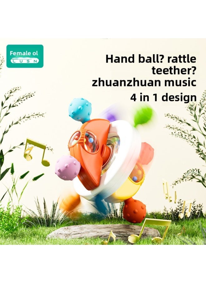 Manhattan Hand-held Ball Baby Toy Silicone Bite Gum Baby 3 To 6 Months Old Grip Molar 0 1 Year Old-Color:Manhattan Atomic Spin Ball PRO-Yellow White  - Image 2