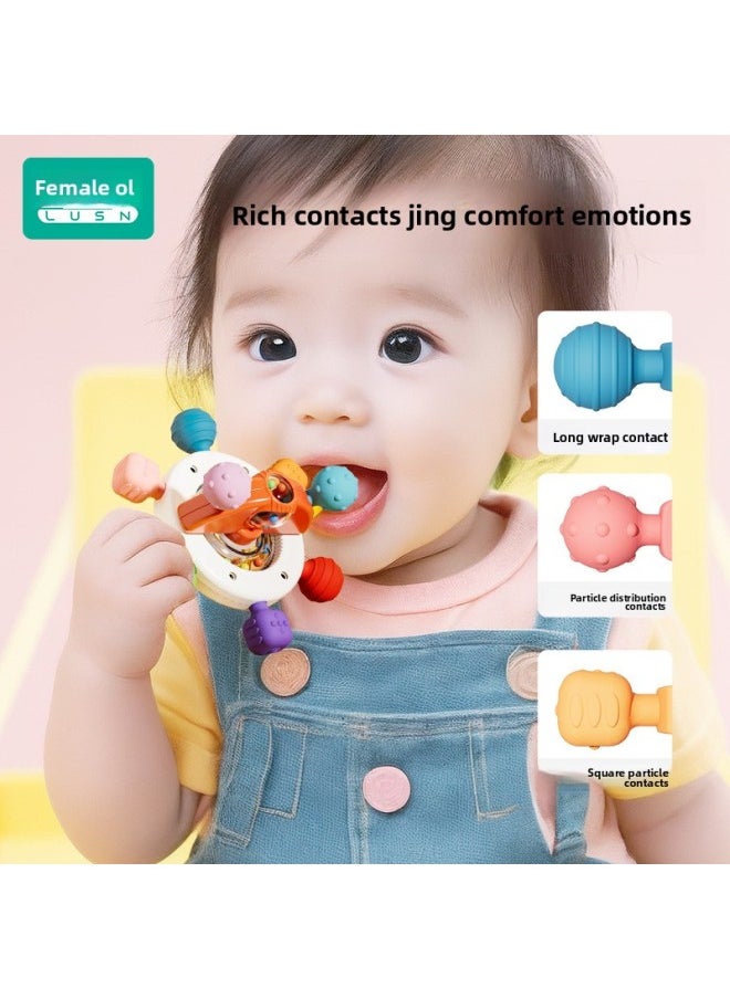 Manhattan Hand-held Ball Baby Toy Silicone Bite Gum Baby 3 To 6 Months Old Grip Molar 0 1 Year Old-Color:Manhattan Atomic Spin Ball PRO-Yellow White  - Image 4