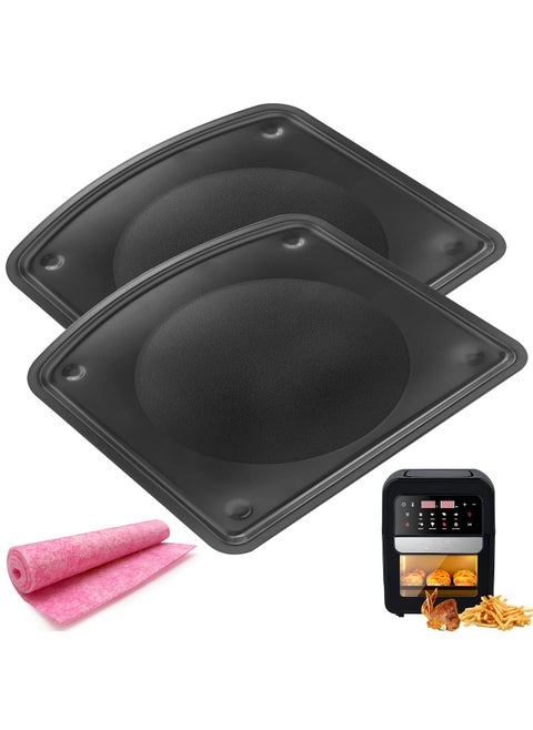 HEISENLIN Air Fryer Drip Tray 2 PCS Nonstick Drip Pan Oil Drip Tray Oven Drip Pan Air Fryer Replacement Parts for Chefman Ultrean Aria Emeril Lagasse Air Fryer Black Drip Tray10x98 IN