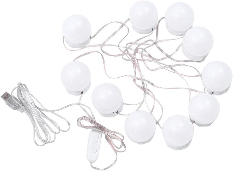 مصابيح LED لطاولة الزينة TIDTALEO 10 قطع إضاءة مرآة سلسلة LED قابلة لتعديل السطوع مع 3 إعدادات نغمية تعمل بالطاقة عبر USB إضاءة مرآة التجميل للاستخدام في الحمام - Image 1