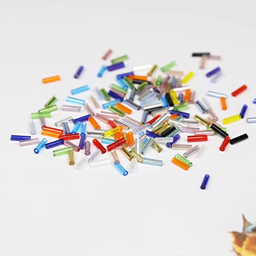 BALABEAD Size 6mm Glass Bugle Beads with Beading Needles About 7200pcs in Box,24 Multicolor Assortment Length 6mm Tube Beads for Jewelry Making (300pcs/Color, 24 Colors) - Image 2