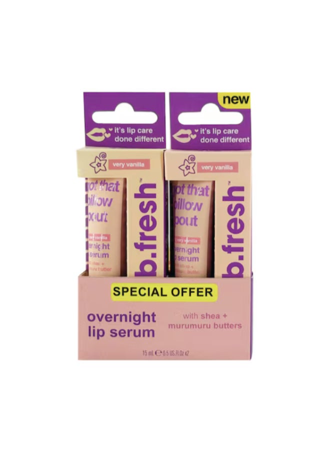 b.fresh Overnight Lip Serum | Very Vanilla | With Shea + Murumuru Butter | Hydrating Lip Treatment, (Pack of 2 x 15ml Each) - Image 1
