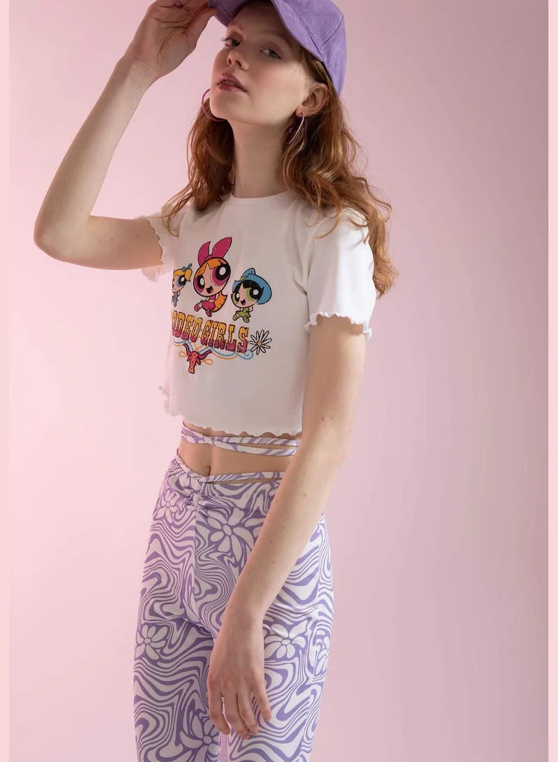 ديفاكتو Woman Powerpuff Girls Licenced Slim Fit Crew Neck Knitted Short Sleeve T-Shirt