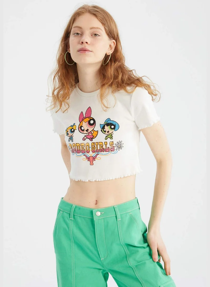 ديفاكتو Woman Powerpuff Girls Licenced Slim Fit Crew Neck Knitted Short Sleeve T-Shirt