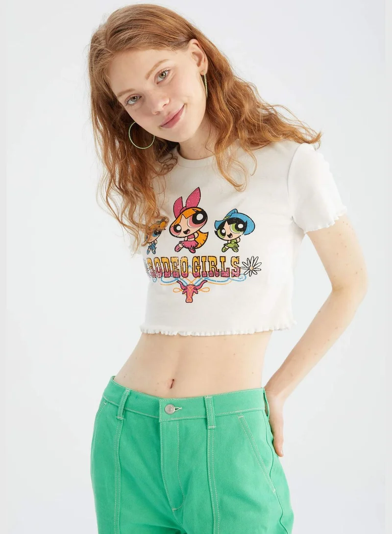 ديفاكتو Woman Powerpuff Girls Licenced Slim Fit Crew Neck Knitted Short Sleeve T-Shirt