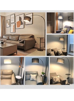 Glanfen Nordic Three-color Dimming LED Floor Lamp With Table Modern Iron Coffee Table Standing Lamp With Tray For Living Room Bedroom Sofa Side Bedside Standing Light Black 28x28x180 centimeter  - Image 3
