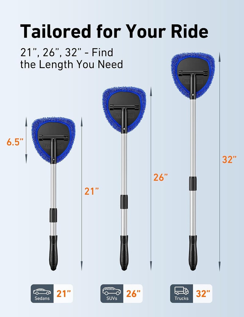 AstroAI Windshield Cleaner with Extendable Handle and 4 Microfiber Pads - Image 2