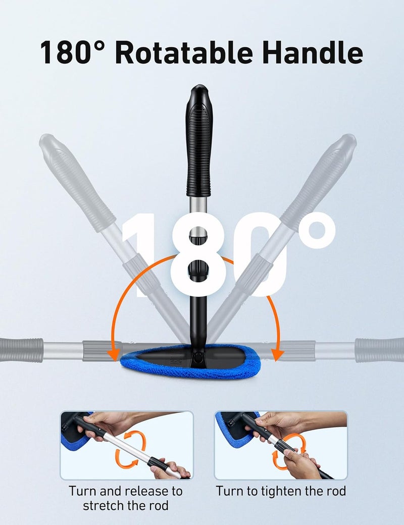 AstroAI Windshield Cleaner with Extendable Handle and 4 Microfiber Pads - Image 5