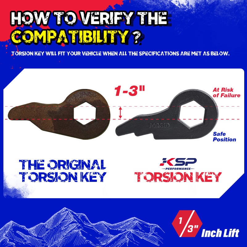 KSP PERFORMANCE KSP 1-3" Torsion Bar Key For Silverado Sierra 1500, Adjustable Forged Torsion Lift Kits Fit K1500 K2500 K3500 Tahoe Yukon Suburban,Steel Suspension Level Kit Compatible With Chevy GMC 6 Lug Truck SUV - Image 5