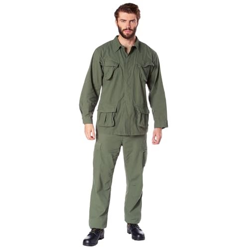 Rothco Vintage Vietnam Fatigue Shirt – Comfortable Lightweight Cargo Utility Shacket, Olive Drab, XS - Image 3