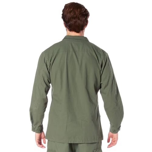 Rothco Vintage Vietnam Fatigue Shirt – Comfortable Lightweight Cargo Utility Shacket, Olive Drab, XS - Image 4