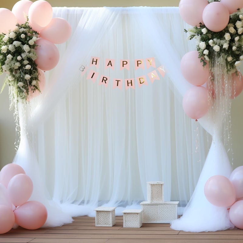 Suppromo White Backdrop Curtain for Parties 10 ft x 10 ft Sheer Tulle Backdrop Drapes for Wedding Ceremony Birthday Baby Shower Christmas Photo Backdrop Curtain Decorations 2 Panels 5ft x 10ft - Image 5