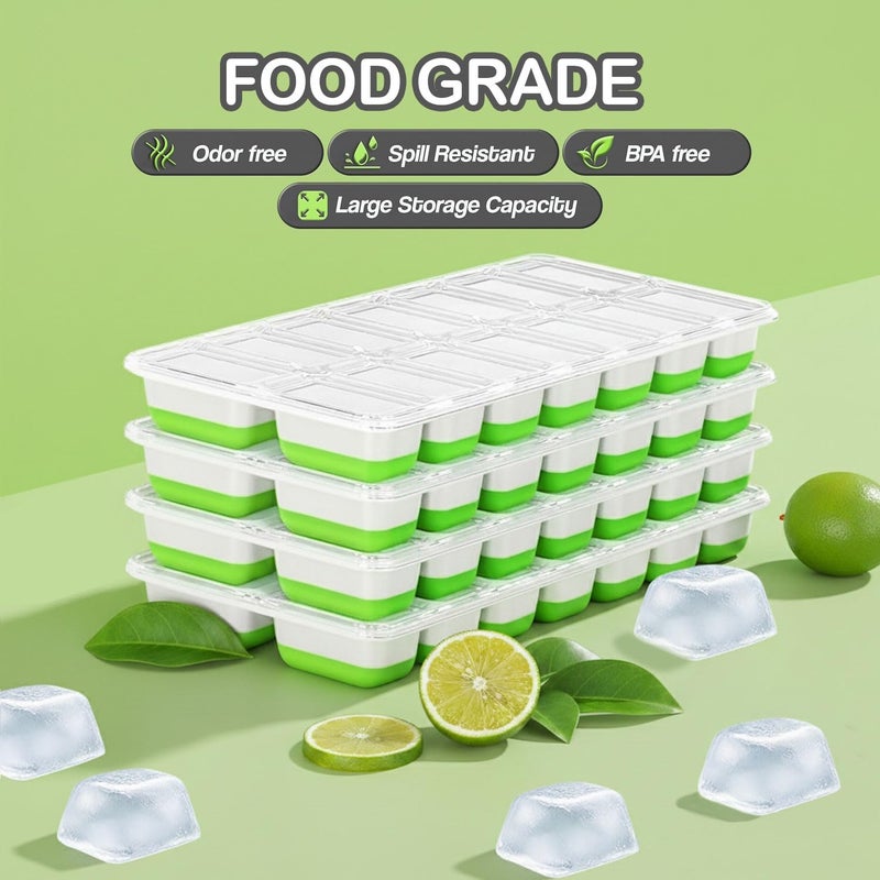 Cozy Kitchen Essentials 56pcs Ice Cube Tray with Lid and Bin â€“ Stackable 4 Trays Silicone Plastic Freezer Mold, Large Ice Bucket with Scoop, Tong & 2 SS Straws â€“ Easy Release Ice Maker for Cocktail, Coffee, RV, Whiskey - Image 5