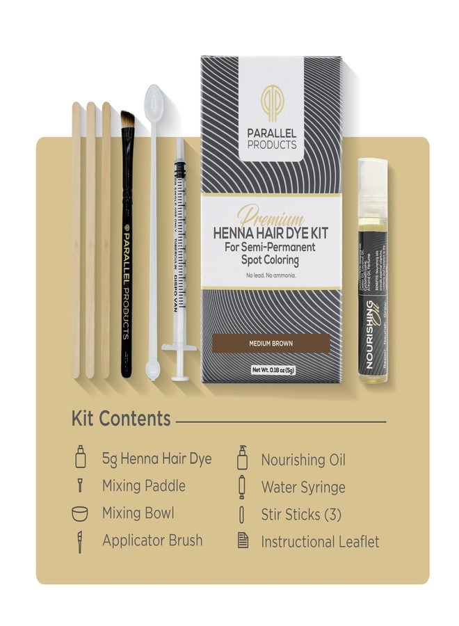 Parallel Products Spot Color Henna Kit - Henna Hair Dye - 5 grams - Tint for Professional Spot Coloring - With Nourishing Oil, Mixing Dish and Application Brush - Root Touch Up (Medium Brown) - Image 3