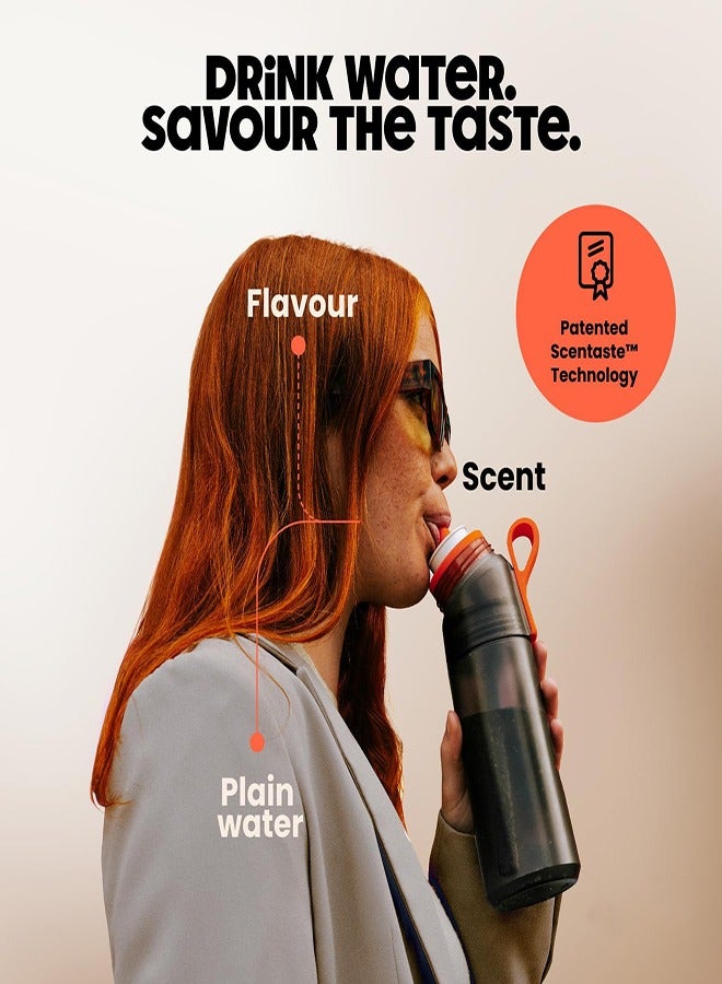 Water bottle (22 oz) for school, sports, gym | includes 5 scent pods & straw | flavored bottle in white – also for kids, boys, girls | no calories, sugar-free and suitable for carbonation  - Image 5