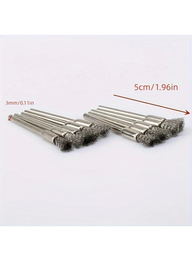 10pcs Stainless Steel Wire Wheel Brush Set With 3 17mm Shank For Rotary Tools - Image 3
