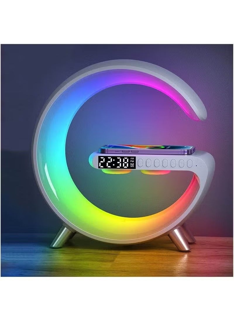 JAJEEK G63 Smart Multi-Functional Wireless Charger Atmosphere Lamp – Music Lamp with Bluetooth Speaker, Clock, Alarm, and App Control – Portable LED Mood Light with Wireless Charging for Phones, Smart Devices, and More - Image 1