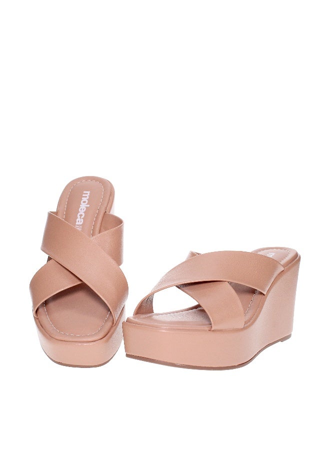 Moleca Ladies Wedge Sandals Beige | Made In Brazil - Image 2