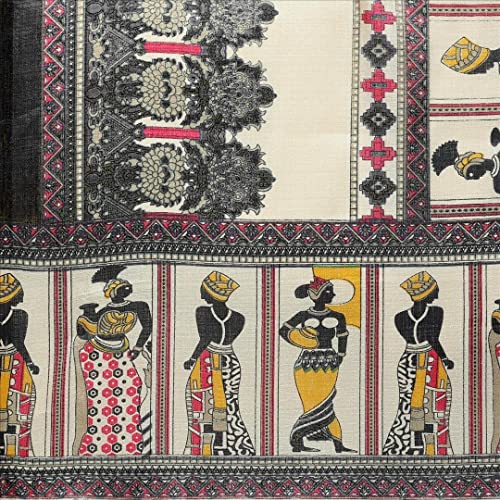 KEMZA Women's Madhubani Printed Cotton Silk Dupatta (Black_Free size) - Image 4
