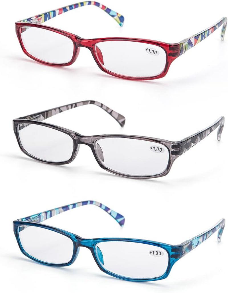 LANLANG 3-Pack Blue Light Blocking Reading Glasses for Women with 3 fashion colors, Spring Hinge, Anti Eyestrain Anti UV L-L010 - Image 1