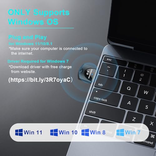 Hakimonoe Upgraded Bluetooth 5.4 Adapter for PC Laptop, Wireless USB Transmitter Dongle for Desktop Windows 11 10 8.1 7, Plug n Play Bluetooth Headphones Headset Speaker Mouse Keyboard Game Controller - Image 4