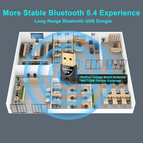 Hakimonoe Upgraded Bluetooth 5.4 Adapter for PC Laptop, Wireless USB Transmitter Dongle for Desktop Windows 11 10 8.1 7, Plug n Play Bluetooth Headphones Headset Speaker Mouse Keyboard Game Controller - Image 5