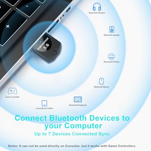 Hakimonoe Upgraded Bluetooth 5.4 Adapter for PC Laptop, Wireless USB Transmitter Dongle for Desktop Windows 11 10 8.1 7, Plug n Play Bluetooth Headphones Headset Speaker Mouse Keyboard Game Controller - Image 2