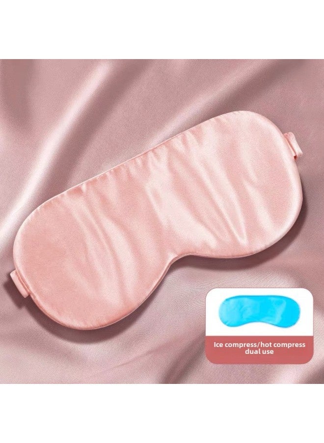 Generic Silk Eye Mask Sleeping Special Hanging Ear Double-sided Mulberry Silk Shading Ice Compress To Relieve Fatigue Male Sleeping Eye Protection Female-Specifications:Pink Ice Bag - Image 1