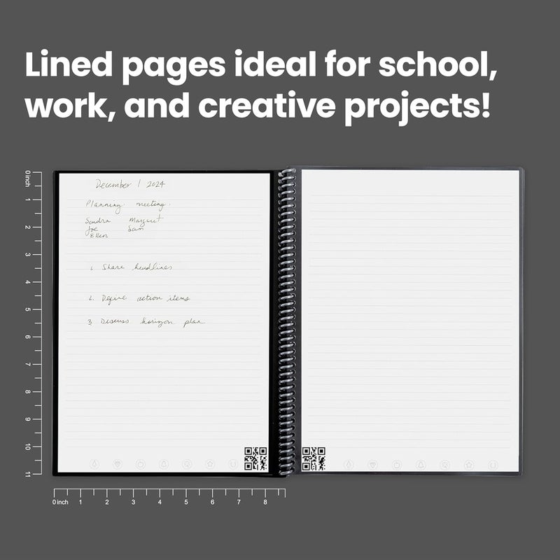 Rocketbook Core Reusable Smart Notebook | Innovative, Eco-Friendly, Digitally Connected Notebook with Cloud Sharing Capabilities | Lined, 8.5" x 11", 32 Pg, Deep Space Gray, with Pen, Cloth, and App - Image 5