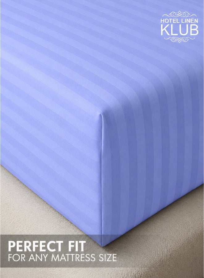 Hotel Linen Klub 1-Piece Microfiber Fitted Sheet Striped,Color: Lavender, Size: King (180×200 cm),Design Soft Fabric Deep Pocket Elastic Edge Bed Linen - Image 4