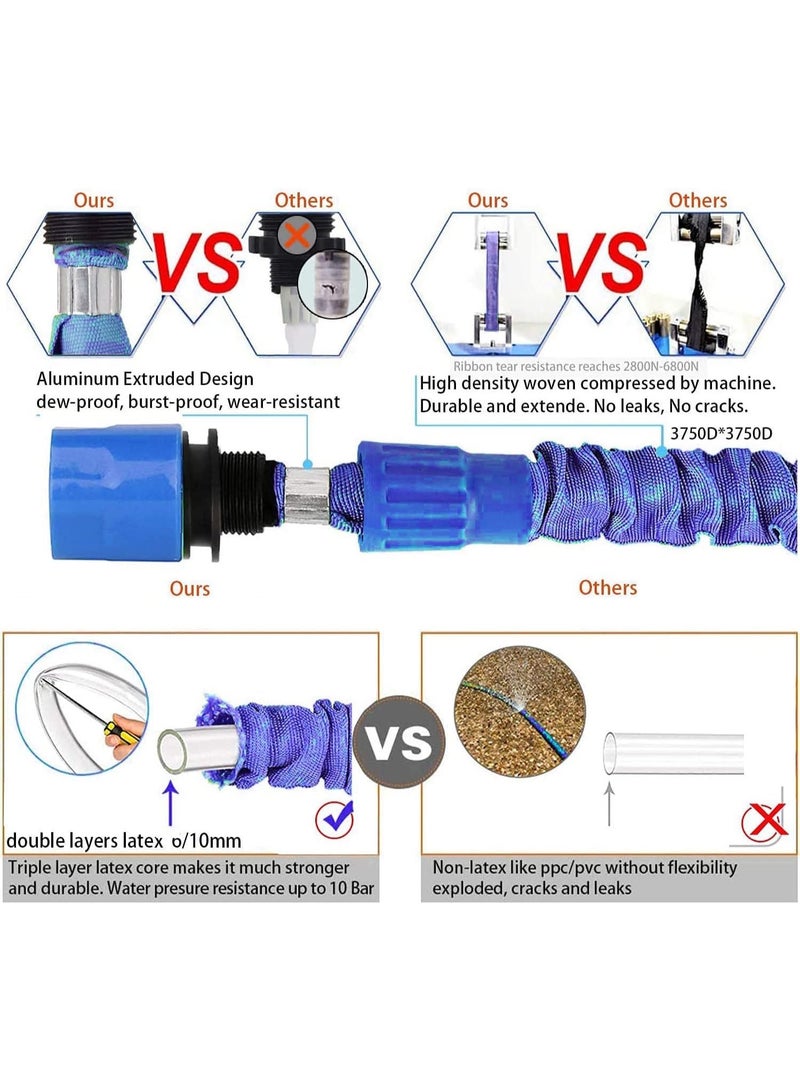 Generic Expandable Hose Pipe 100ft/30m, Flexible Garden Hose 100ft with 8-Pattern Spray Nozzle,Leak-Proof Retractable Heavy Duty Water Hose with 3/4", 1/2" Fittings Magic Hose (100FT, Multicolor)  - Image 3