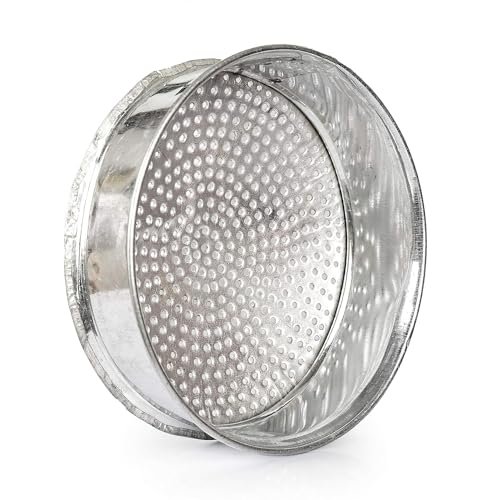 VISMAY'S Vismays Iron Strainer Sieve Chalni Chalna Gehu Grain Rice Pulses Masala Spices Lentils Churma Strainer Smooth Edges Food Grade Iron - 9 inch - Image 1