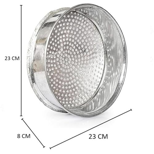 VISMAY'S Vismays Iron Strainer Sieve Chalni Chalna Gehu Grain Rice Pulses Masala Spices Lentils Churma Strainer Smooth Edges Food Grade Iron - 9 inch - Image 3
