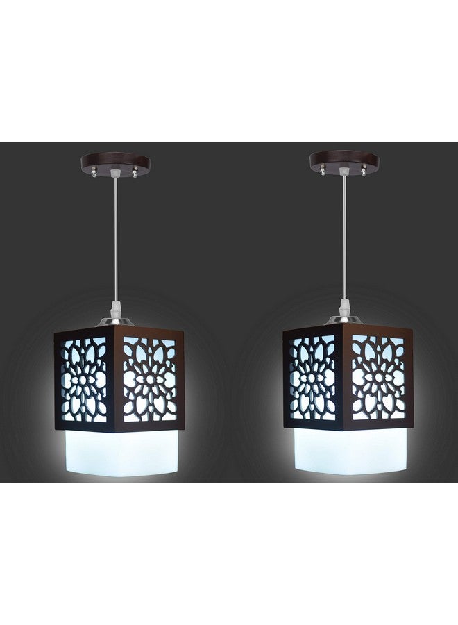 WHITERAY Wooden Sqaure Hanging Lights for Living Room/Pendant Lights for Ceiling for Home Decoration/Bedroom/Living Room/Kitchen/Restaurent/Bars/Malls (Star SL (Pack of 2)) - Image 1