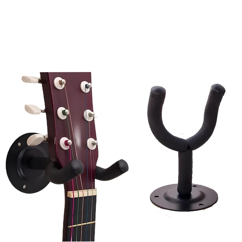 VERAT Guitar Hanger Guitar Wall Mount Holder Hook Stand, String Instruments Wall Hangers Stands Holders Hooks for Acoustic Electric Bass Classical Ukulele Guitars-Black, Guitar Wall Hanger Mini - Image 1