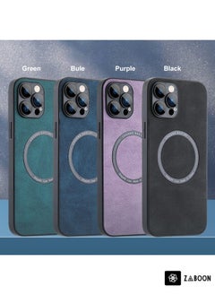 Generic For iPhone 14 6.1 Leather Texture Magsafe Phone Case(Blue)  - Image 2