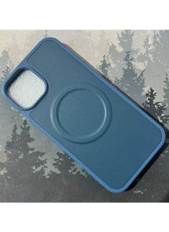 Generic For iPhone 14 6.1 Leather Texture Magsafe Phone Case(Blue)  - Image 1