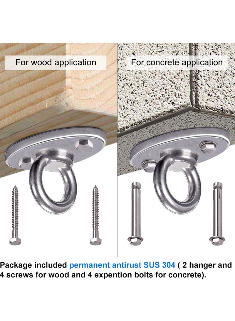 Excefore Wall Ceiling Mount Bracket, Stainless Steel Swing Hanger Heavy Duty Workout Anchor, for Suspension Trainer Yoga Swing Punching Bag Resistance Band (2 Pack) - Image 4