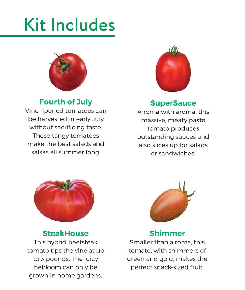 Burpee Best Starter Kit, SuperSauce, Fourth of July, Shimmer & Steakhouse, 4 Tomato Seed Packets, 4 Pots, 4 Coir Pellets & 4 Plant Markers - Image 3