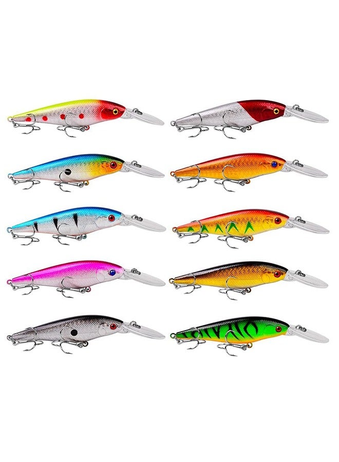 Generic 10 Pack Fishing Lures Hard Baits, 3D Eyes Minnow Fishing Lures Crankbait, Swimbait Fishing Tackle Lure Kit for Freshwater/Saltwater/Topwater, Bass, Trout, Walleye, Redfish  - Image 2