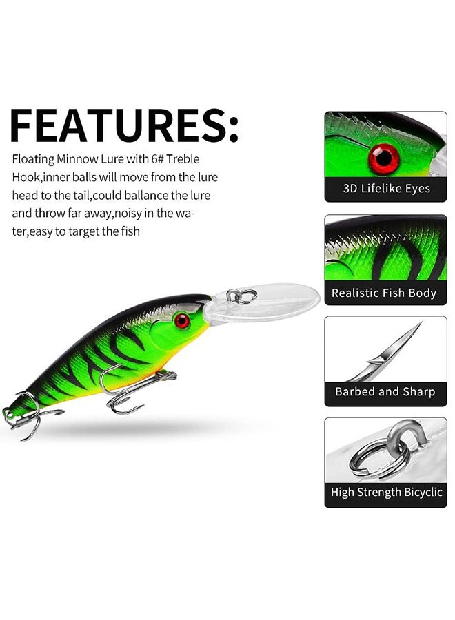 Generic 10 Pack Fishing Lures Hard Baits, 3D Eyes Minnow Fishing Lures Crankbait, Swimbait Fishing Tackle Lure Kit for Freshwater/Saltwater/Topwater, Bass, Trout, Walleye, Redfish  - Image 3