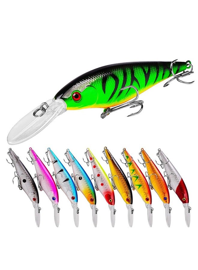 Generic 10 Pack Fishing Lures Hard Baits, 3D Eyes Minnow Fishing Lures Crankbait, Swimbait Fishing Tackle Lure Kit for Freshwater/Saltwater/Topwater, Bass, Trout, Walleye, Redfish  - Image 1