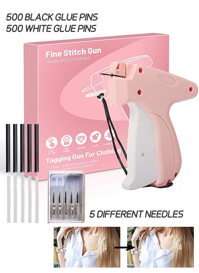 Beyond Tagging Gun for Clothing, Fine Stitch Mini Stitch Gun for Clothes, Quick Clothing Fixer, Hemming Sewing Tool Kit, Includes 1000 Fasteners, Great for Garment Repair ​(Pink)  - Image 1