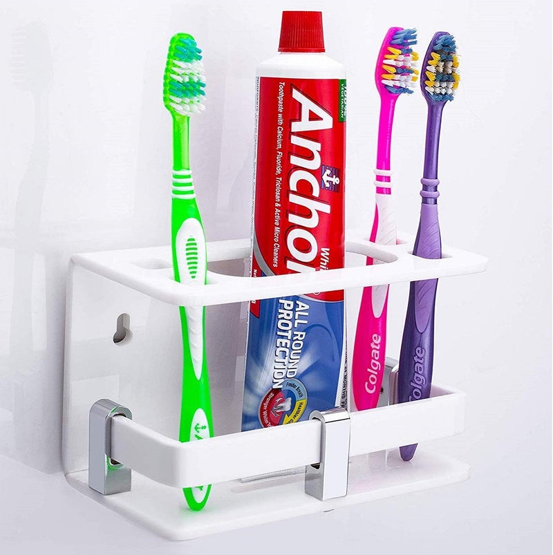 Denique Acrylic Toothbrush and Toothpaste Wall Mounted Holder for Family Home Bathroom - Image 4